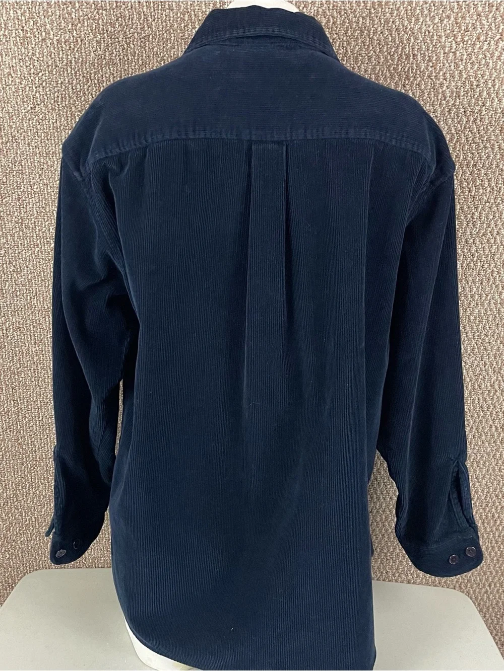 Vintage Eddie Bauer Jacket Shacket Womens L Oversized Blue Corduroy Pullover 90s
